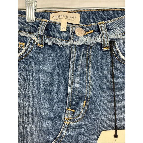 Current Elliot The Playmate In Color illusion Blue Distressed Denim Skirt Sz 25 - Picture 4 of 7